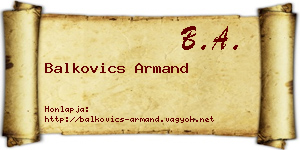 Balkovics Armand névjegykártya